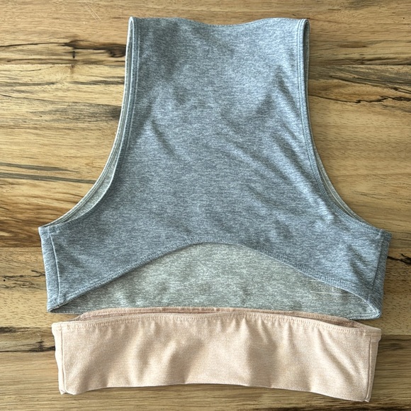 Outdoor Voices Tri Tone Light Blue Gray Pink Slashback Sports Bra SMALL - Picture 4 of 6